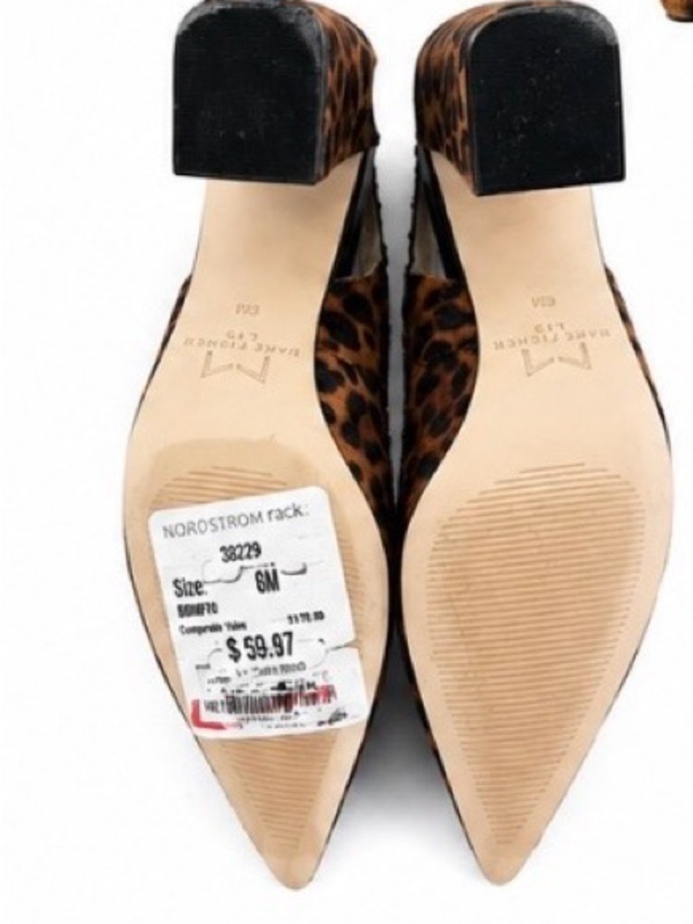 Marc Fisher LTD Leopard Print Studded Pointed Toe Slingback Heels - Picture 5 of 6